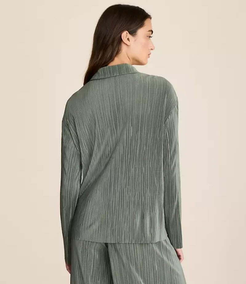 Lou & Grey Pleated Button Down Top