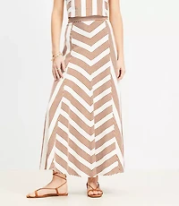 Chevron Linen Blend Midi Skirt
