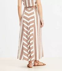 Chevron Linen Blend Midi Skirt
