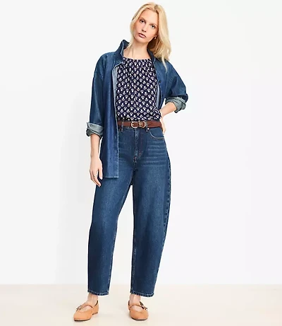 High Rise Barrel Jeans Authentic Dark Wash