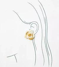 Beaded Flower Statement Stud Earrings