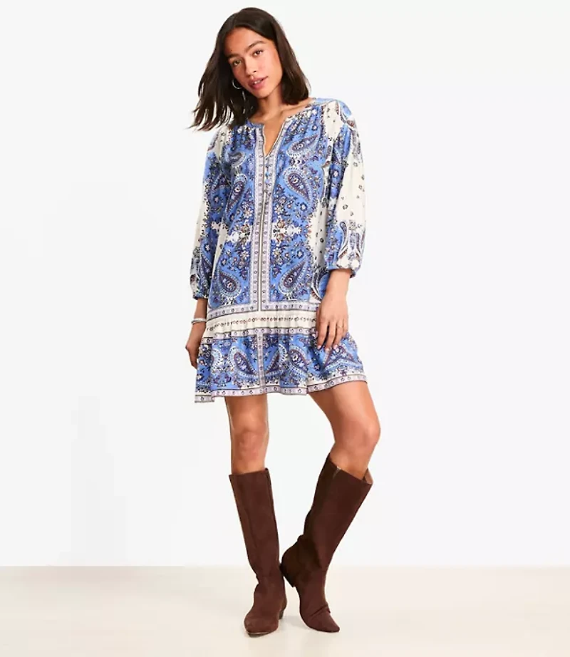 Petite Bandana Print Mini Flounce Dress