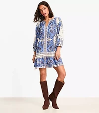 Petite Bandana Print Mini Flounce Dress