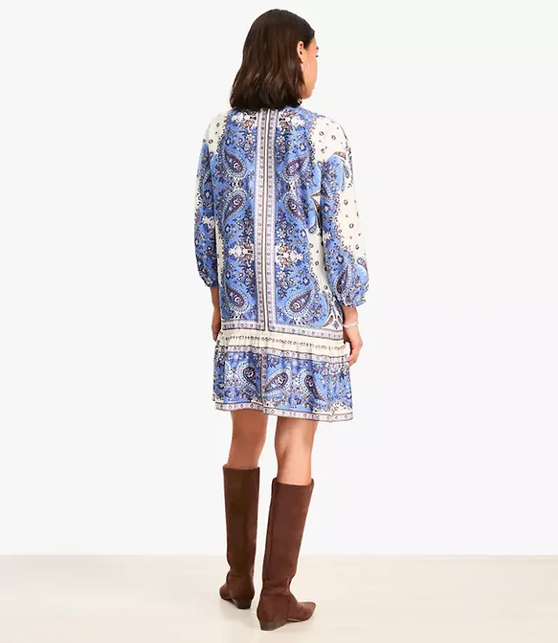 Petite Bandana Print Mini Flounce Dress