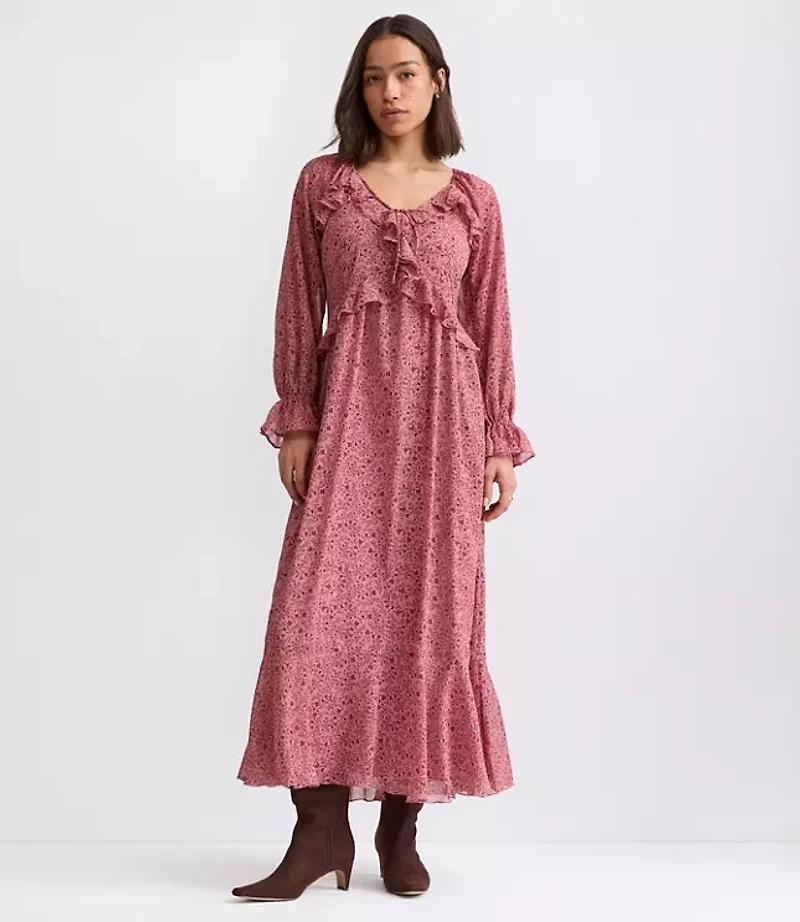 Petite Floral Ruffle Maxi Dress