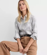 Petite Plaid Flannel Everyday Relaxed Pocket Shirt
