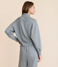 Petite Lou & Grey Heathered Scubasoft Half Zip Top