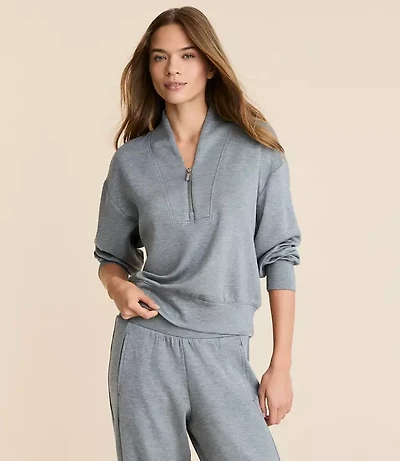Petite Lou & Grey Heathered Scubasoft Half Zip Top