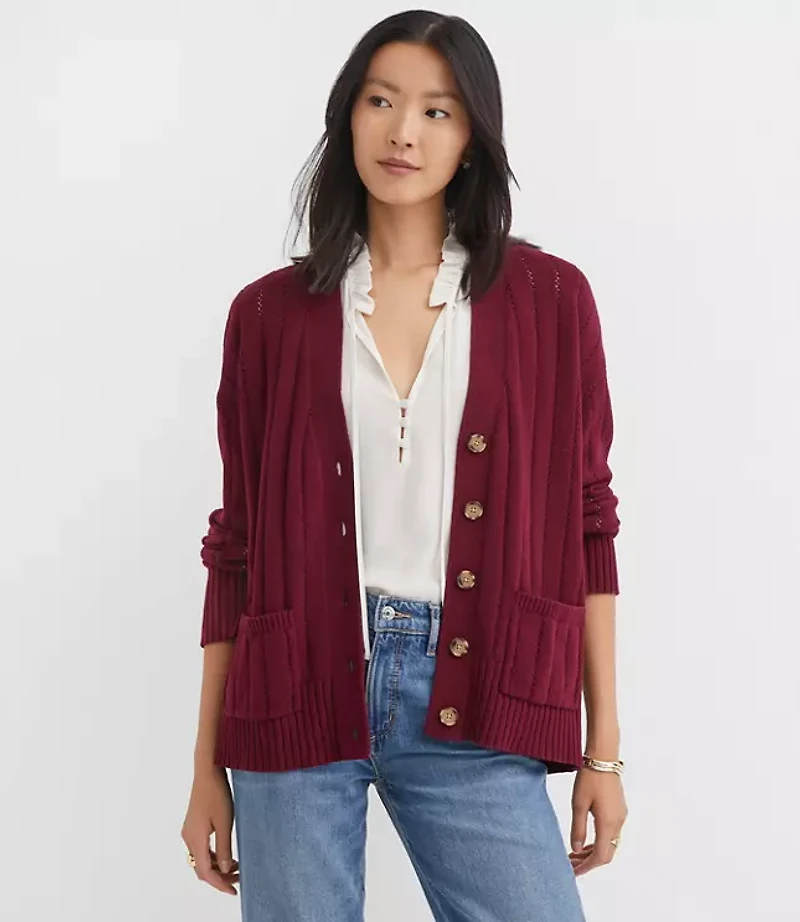 Petite Pointelle Girlfriend Cardigan