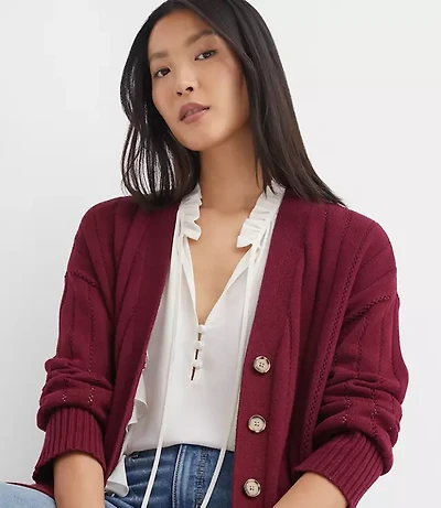 Petite Pointelle Girlfriend Cardigan