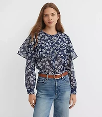 Petite Floral Cape Blouse