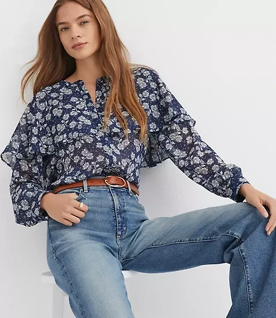 Petite Floral Cape Blouse