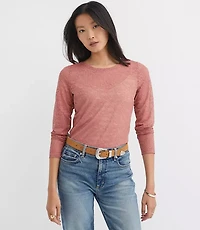 Petite Floral Lace Long Sleeve Crew Neck Tee