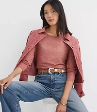 Petite Floral Lace Long Sleeve Crew Neck Tee