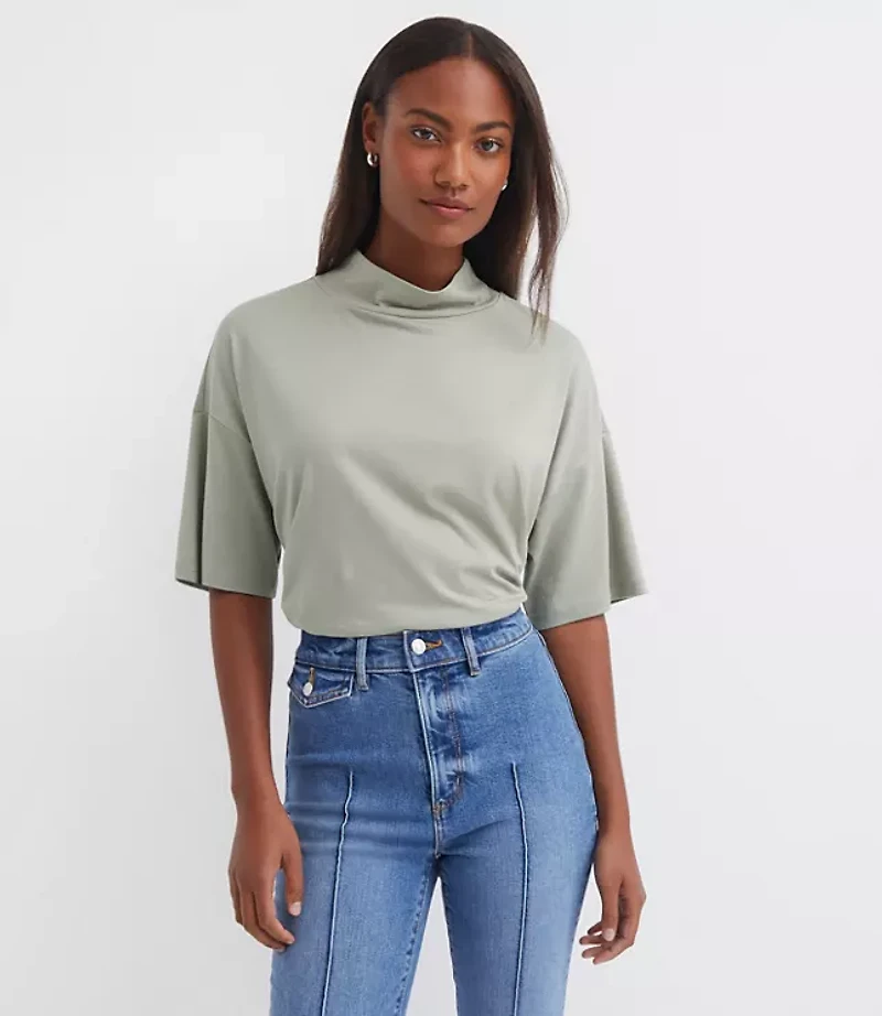 Petite Mock Neck Modern Tee