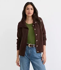 Petite Wide Collared Sweater Jacket