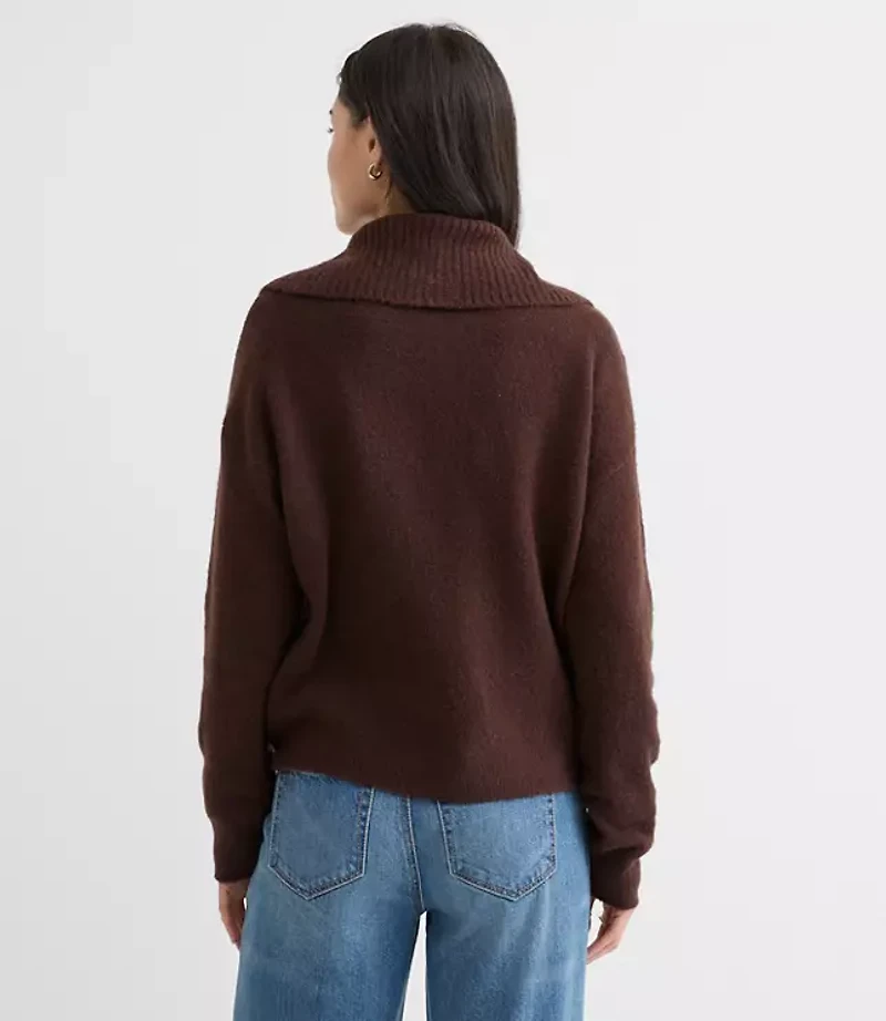 Petite Wide Collared Sweater Jacket