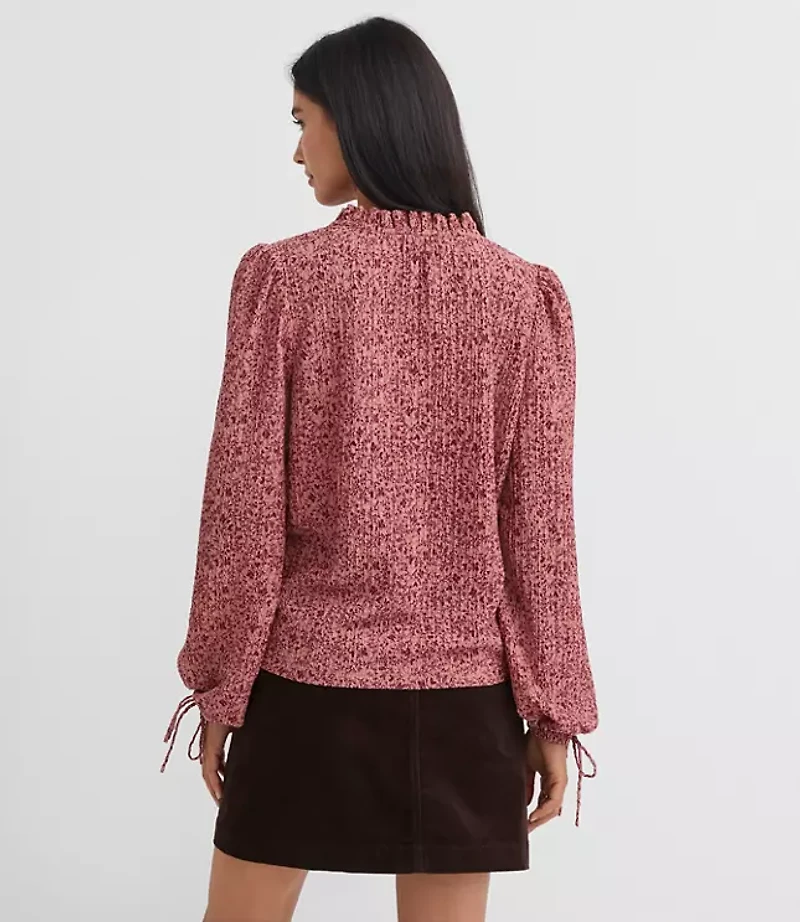 Petite Floral Ruffle Tie Cuff Top