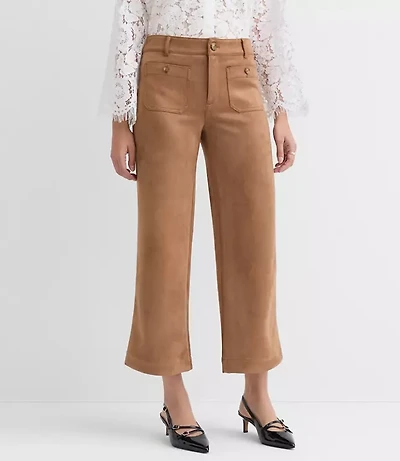 Curvy Palmer Wide Leg Pants Faux Suede