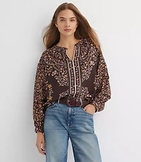 Floral Split Neck Blouse