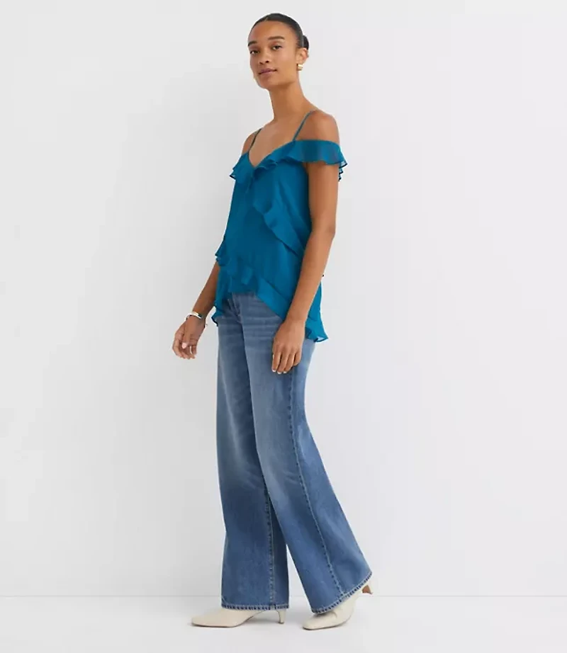 Petite Ruffle Off The Shoulder Cami