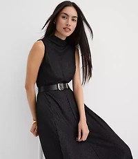 Foil Ribbed Mock Neck Maxi Dress