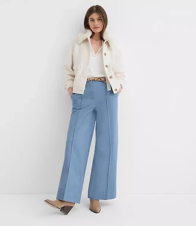 Pintucked Wide Leg Pants