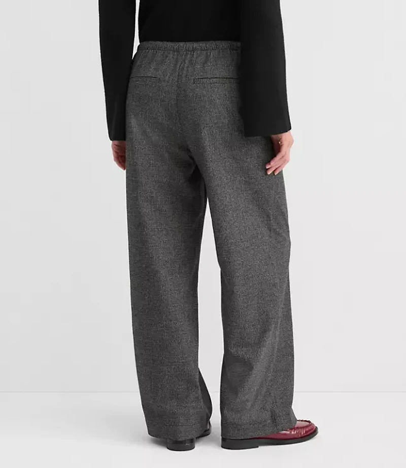 Pull On Straight Pants Houndstooth Brushed Flannel