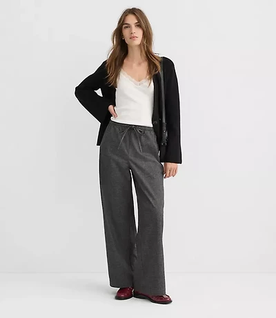 Pull On Straight Pants Houndstooth Brushed Flannel