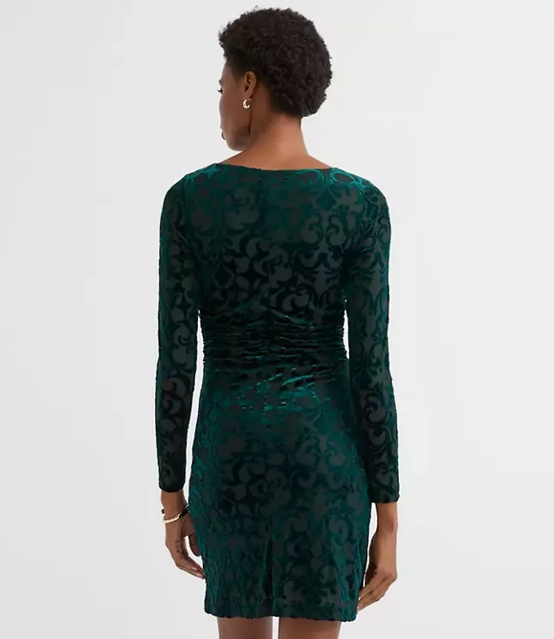 Mosaic Velvet Ruched Mini Dress