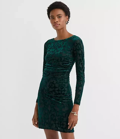 Mosaic Velvet Ruched Mini Dress