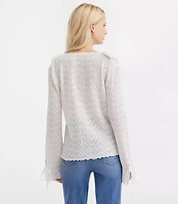 Petite Pointelle Ruffle Tie Cuff Top