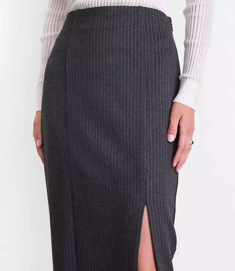 Petite LOFT Versa Ponte Column Skirt Pinstripe