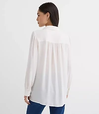 Petite Pleated Bow Blouse