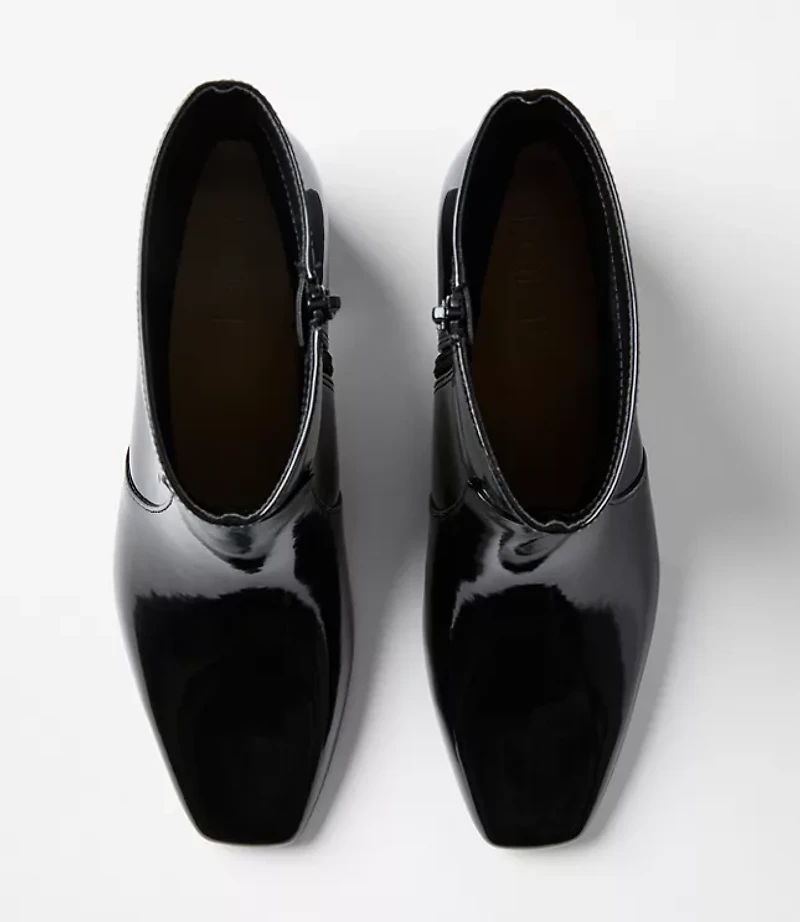 Patent Block Heel Booties