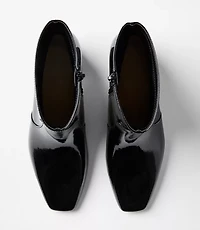 Patent Block Heel Booties