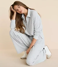 Petite Lou & Grey Heathered Upstate Waffle Half Zip Top