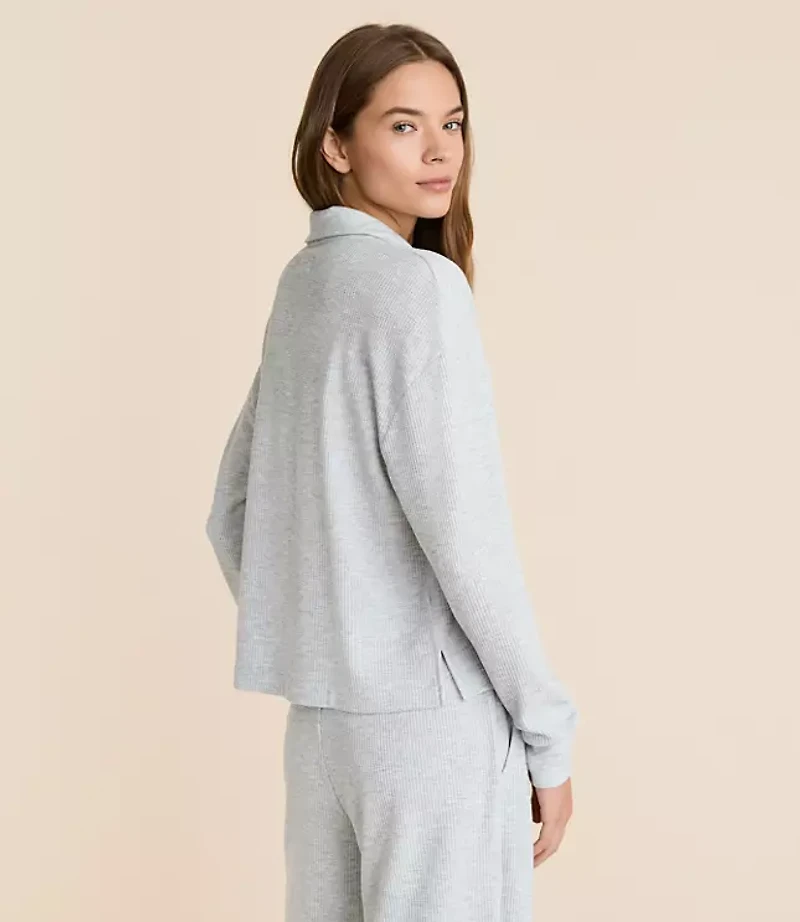 Petite Lou & Grey Heathered Upstate Waffle Half Zip Top