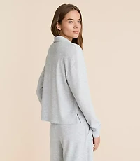 Petite Lou & Grey Heathered Upstate Waffle Half Zip Top
