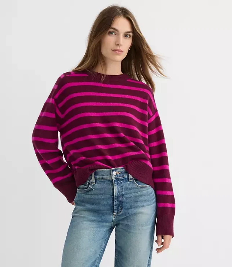 Petite Stripe Oversized Cashmere Sweater