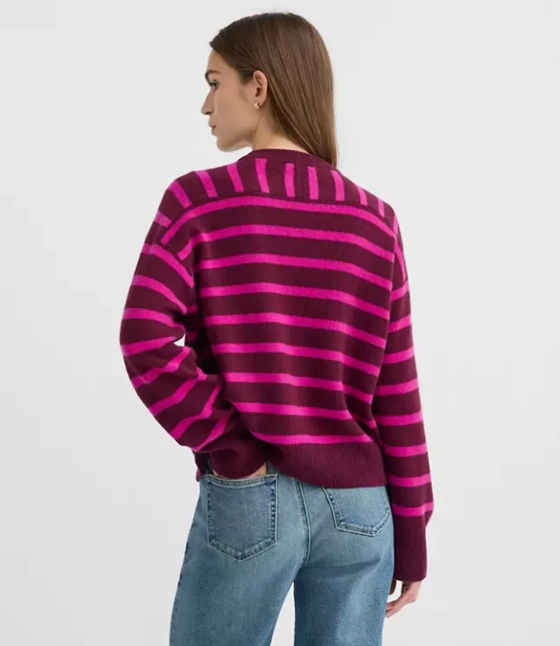 Petite Stripe Oversized Cashmere Sweater