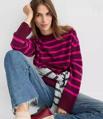 Petite Stripe Oversized Cashmere Sweater