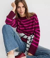 Petite Stripe Oversized Cashmere Sweater