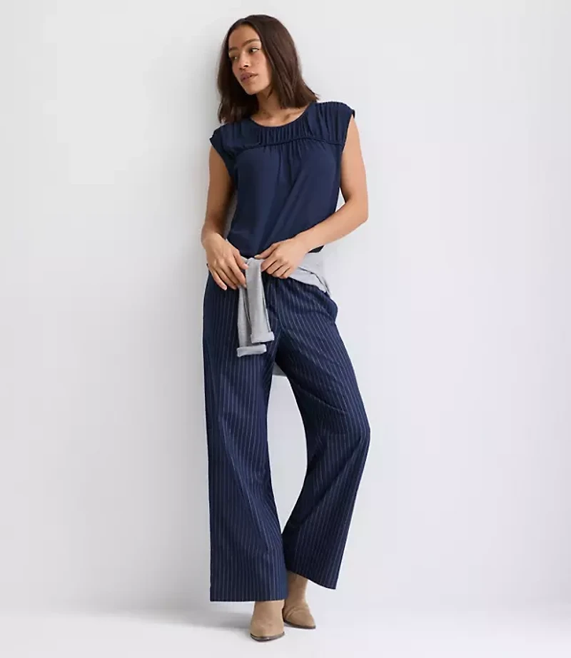 Cap Sleeve Mixed Media Blouse