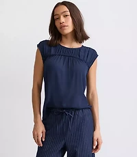 Cap Sleeve Mixed Media Blouse