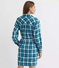 Petite Plaid Belted Mini Pocket Shirtdress