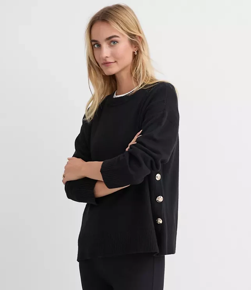 Petite Side Button Tunic Sweater