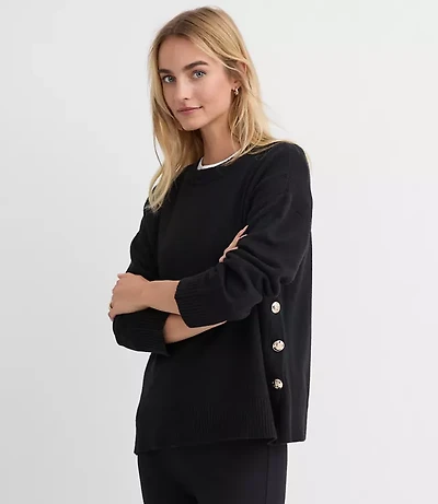 Petite Side Button Tunic Sweater