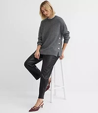 Petite Marled Side Button Tunic Sweater