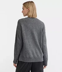 Petite Marled Side Button Tunic Sweater